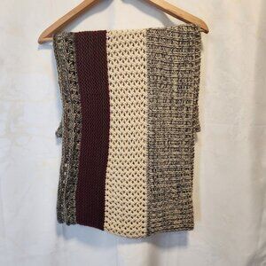 Look by M Amos Stripe Knit Infinity Scarf Burgundy Multi Color 15" x 62"‎